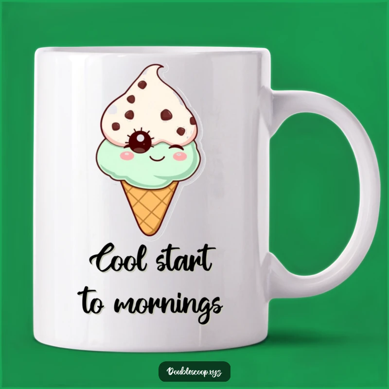 Funny Mint Chocolate Chip Ice Cream Cone Winking Mug - The Perfect Quirky Gift