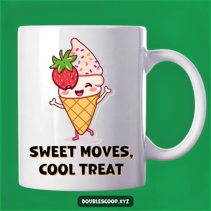 Funny Dancing Ice Cream Mug - Sweet Strawberry Treat for a Humorous Gift
