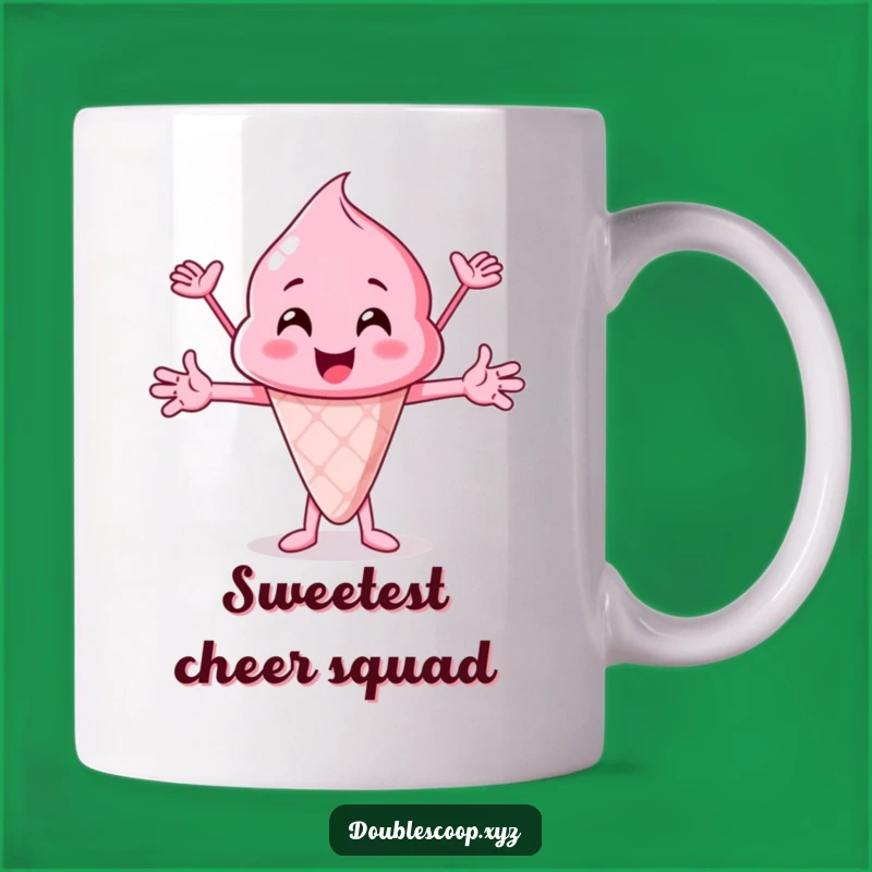 Funny Pink Ice Cream Scoop Cheering Mug - A Burst of Joyful Excitement!