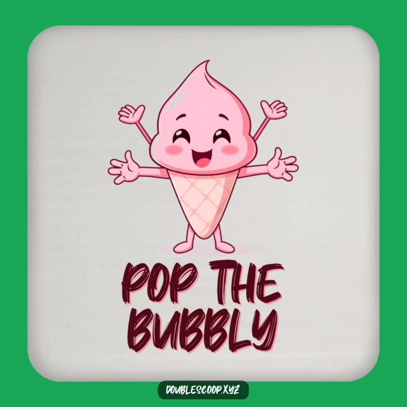 Funny Pink Ice Cream Scoop Cheering Coaster - Protect Surfaces with Fun!