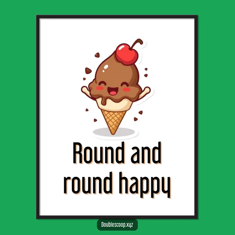 Funny Spinning Ice Cream Poster - Jovial Wall Art for a Humorous Space