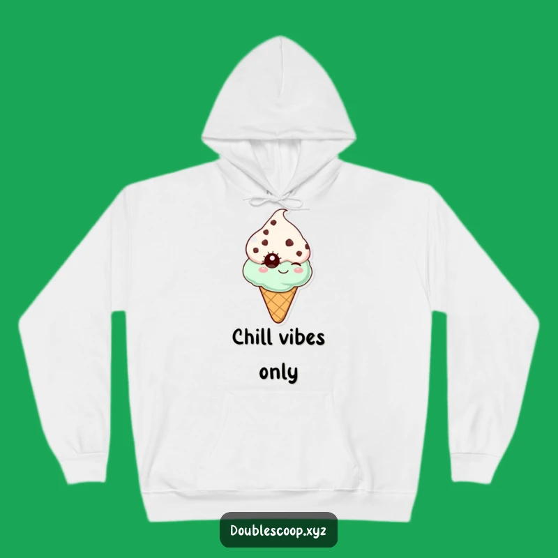 Cozy Funny Mint Chocolate Chip Ice Cream Cone Winking Hoodie - Warm Laughs Guaranteed