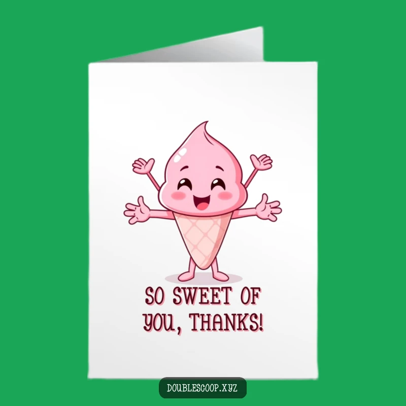 Free Printable Thank You Card: Cheerful Pink Ice Cream Funny Downloadable Gift