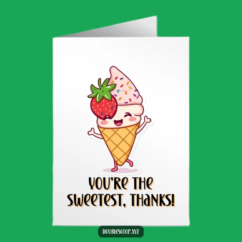 Free Printable Thank You Card: Dancing Ice Cream Sweet Thanks - Delightful Downloadable Note