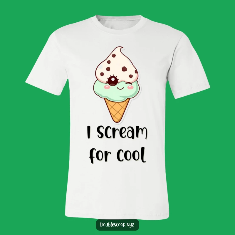 Funny Winking Mint Chocolate Chip Ice Cream Cone T-Shirt - Coolest Treat Ever